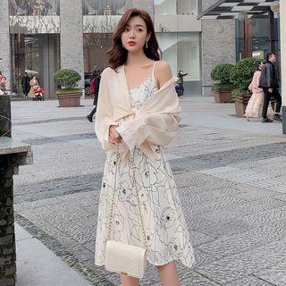 Spaghetti-strap Print Dress / Tie-hem Cover-up
