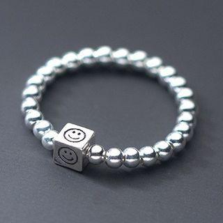 Smiley Cube Sterling Silver Open Ring 1 Piece - S925 Silver - Silver - One Size
