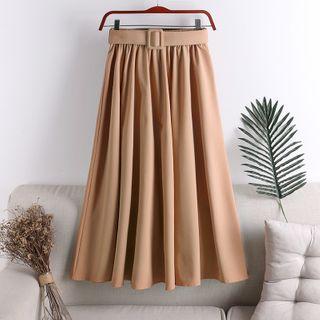Belt-waist A-line Skirt
