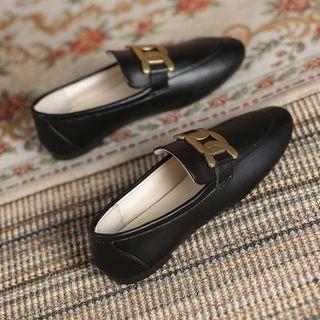 Chunky Chain Faux Leather Loafers