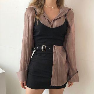 Plain Blouse / Tie-back Cropped Camisole Top