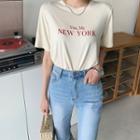 Letter Round-neck Silky T-shirt