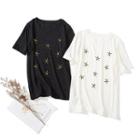 Short-sleeve Star Embroidery T-shirt