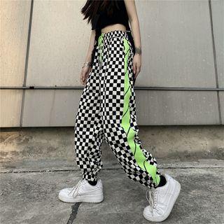 Contrast Trim Check Sweatpants