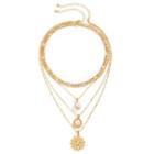 Flower Faux Pearl Pendant Layered Alloy Necklace 3113 - Gold - One Size
