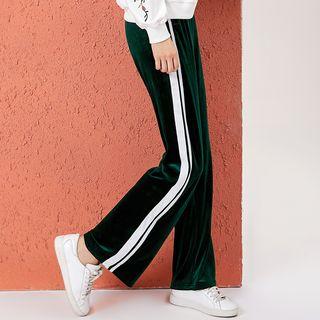 Striped Straight Cut Velvet Sweatpants