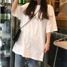 Short-sleeve Embroidered Loose-fit T-shirt