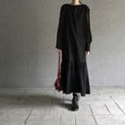 Long-sleeve Midi Dress Black - One Size