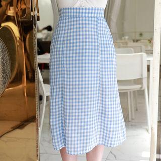 Gingham Midi Flare Skirt