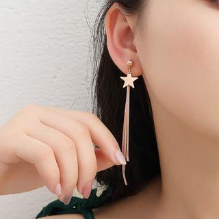Stainless Steel Star Fringed Earring 1 Pair - Rose Gold - One Size