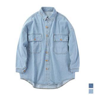 Button-detail Loose-fit Denim Shirt