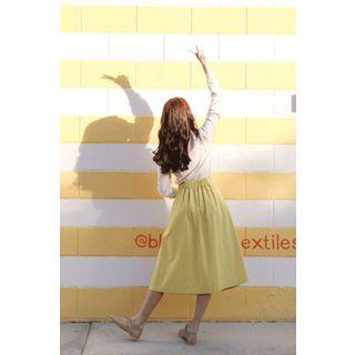 Box-pleat A-line Midi Skirt