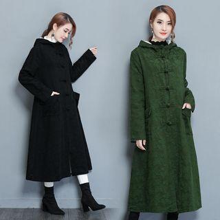Patterned Hooded Long Coat