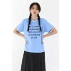 Letter-printed T-shirt Blue - One Size