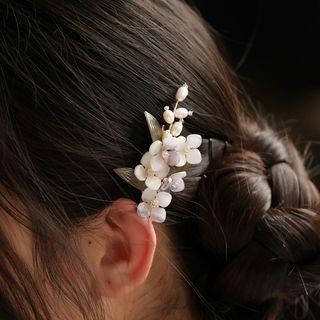 Flower Hair Clip 1pc - Gold & Purple & White - One Size