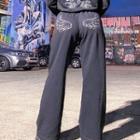 Wing Print Wide Leg Sweatpants