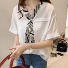 Plus Size Short-sleeve Tie-accent Shirt