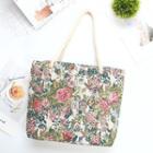 Floral Embroidered Tote Bag Green & White - L