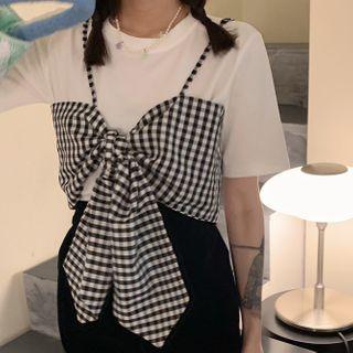 Tie-front Check Camisole Top