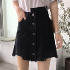 Mini Buttoned Denim Skirt