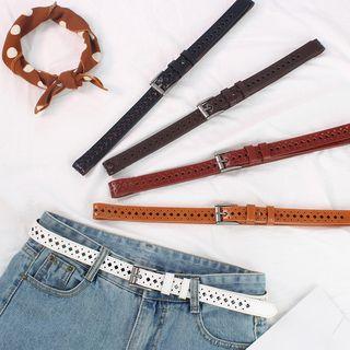 Faux Leather Perforated Belt