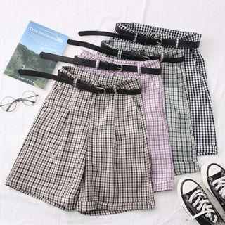 High-waist Checker Wide Dress Shorts