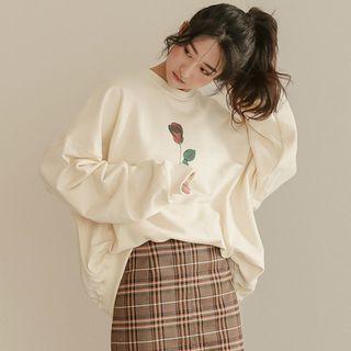 Plus Size Rose Printed Sweatshirt