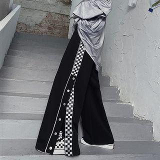 Side-buttoned Reflective Piping Trim Sweatpants