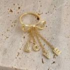 Alloy Bow Love Lettering Fringed Ring Gold - One Size