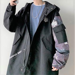 Print Panel Hooded Zip Jacket