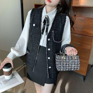 Embellished Trim Button Vest