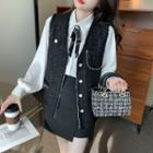 Embellished Trim Button Vest