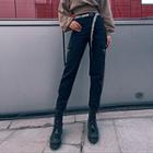 Zipper Straight-cut Cargo Jeans With Belt
