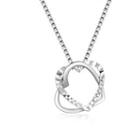 14ct White Gold Polished And Textured Double Interlocking Hearts Necklace (16)