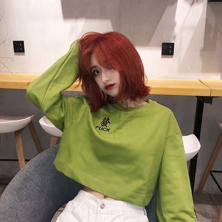 Cropped Lettering Long-sleeve T-shirt