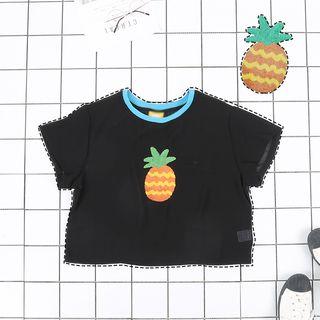 Pineapple Applique Short-sleeve T-shirt / Short-sleeve A-line Dress