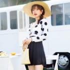 Long-sleeve Dot Print Swim Top
