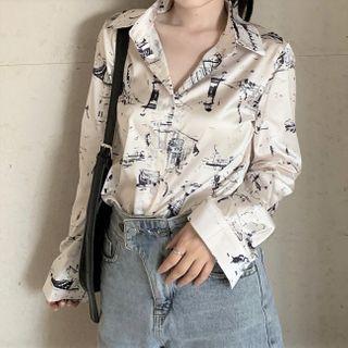 Long-sleeve Print Shirt Off-white - One Size