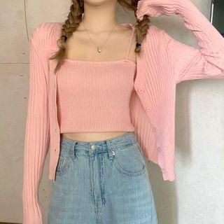 Cardigan / Knit Camisole Top