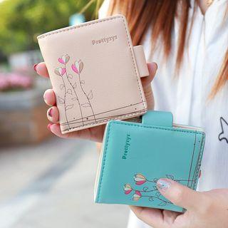Printed Snap Button Short Wallet