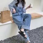 Mock Two Piece Jumpsuit Blue - One Size