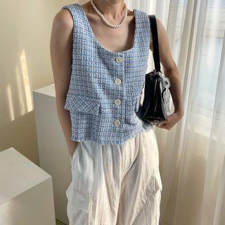 Plaid Tweed Camisole Top