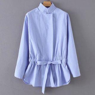 Striped Tie Waist Blouse