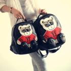 Bear Applique Faux Leather Backpack