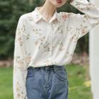 Floral Print Shirt Pink Flower - White - One Size