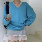 V-neck Sweatshirt / Lace Top
