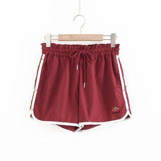 Cherry Embroidered Piped Shorts