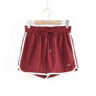 Cherry Embroidered Piped Shorts