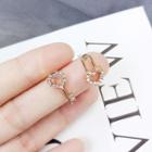 Non-matching Rhinestone Lock & Key Earring 1 Pair - As Shown In Figure - One Size