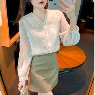 Scallop Collar Chiffon Blouse
